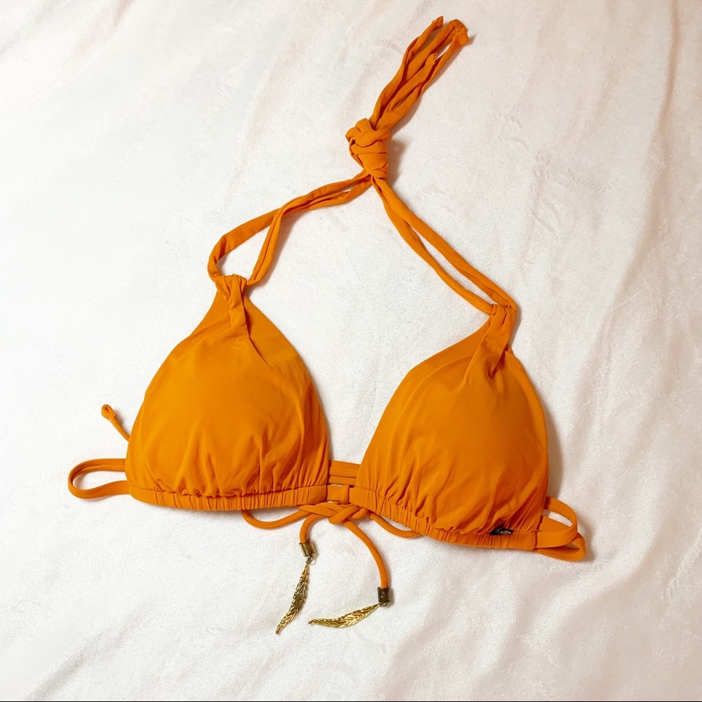 La Vie En Rose Orange Adjustable Bikini Top 34C Small
